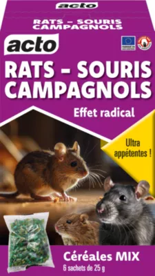 Céréales anti-rats et souris Acto (6 sachets de 25g)