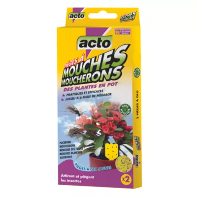 Piège à glu mouches et moucherons Acto - 2 pièges