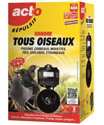 Répulsif sonore solaire tous oiseaux Acto