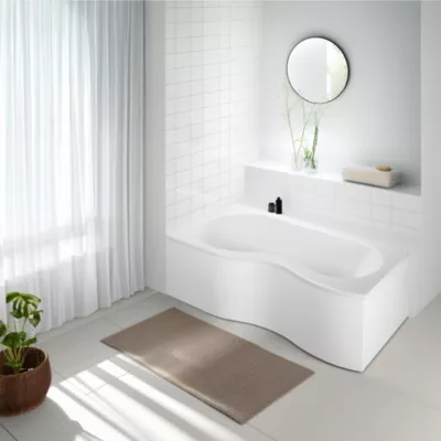 Baignoire asymétrique d'angle gauche Folk 180 x 90 cm sans tablier Valentin
