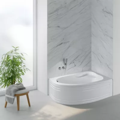 Baignoire asymétrique d'angle droit Colombia 150 x 100 cm Valentin + tablier