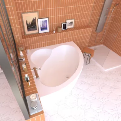 Baignoire d'angle 140 x 140 cm Aiguebelle + Tablier Valentin
