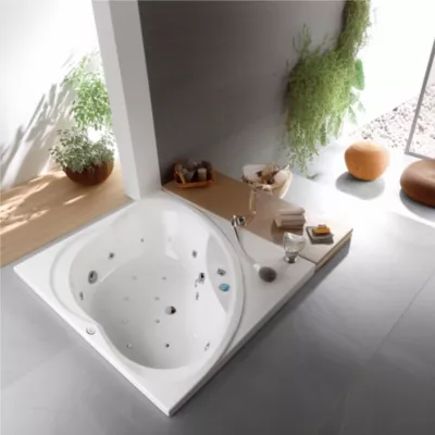 Baignoire d'angle balnéo 140 x 140 cm Giverny sans tablier Valentin