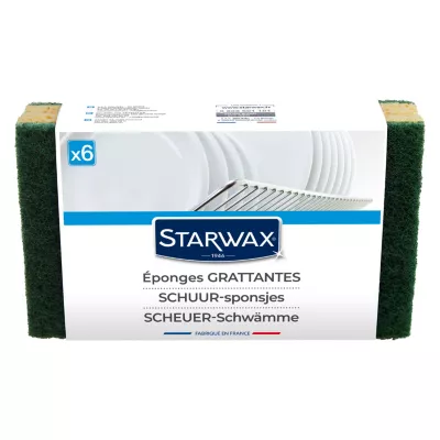 Éponge grattante pour les surfaces peu fragiles, Starwax vendue par 6 pièces