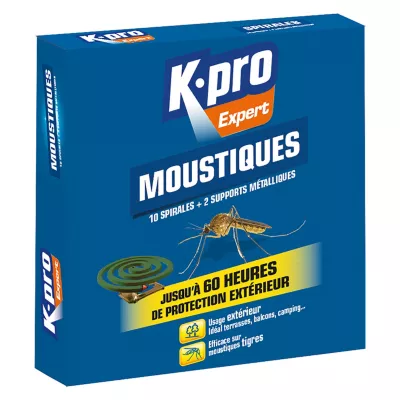 Lot 10 spirales + 1 supports métalliques anti-moustiques Kapo expert
