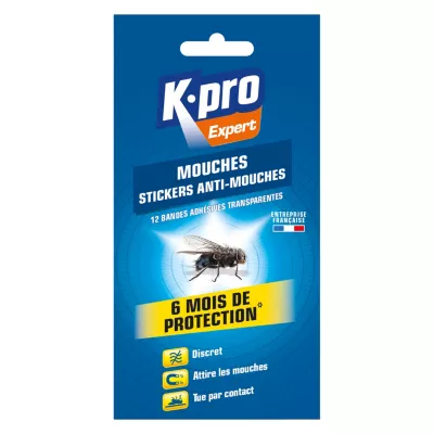 Lot 12 bandes adhésives transparentes anti-mouches Kapo Expert