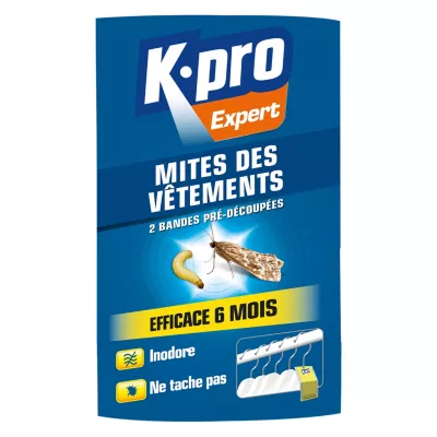 Lot 2 bandes pré-découpées anti mites des vêtements Kapo Export efficace 6 mois