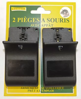 2 pièges à souris pré-appâtés