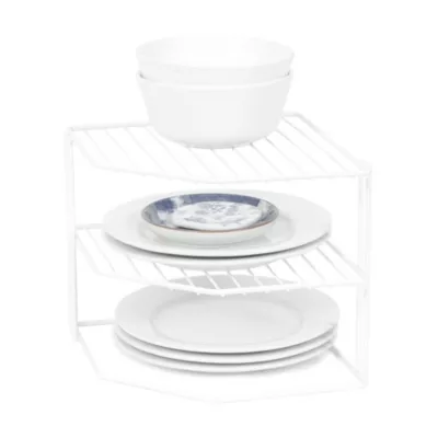 Étagère d'angle en métal finition époxy blanc Compactor 3 niveaux