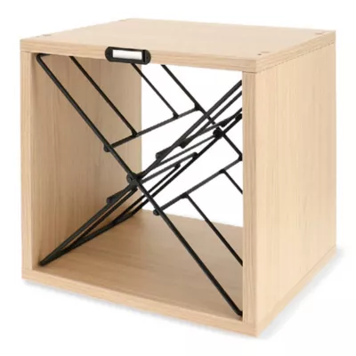 Lot 3 cubes range-bouteilles bois/metal