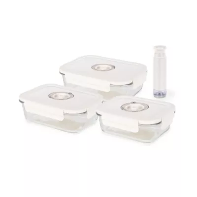 Boîte alimentaire sous vide en verre vendu par 3 + système de pompe Compactor