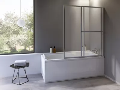 Pare-baignoire argent 2 volets relevable Atelier du bain