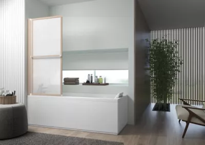 Pare-baignoire effet bois 1 volet relevable Atelier du bain