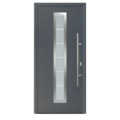 Porte d'entrée Vitrée grise 90 x h.215 cm poussant droit
