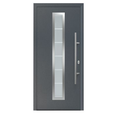 Porte d'entrée Vitrée grise 90 x h.215 cm poussant gauche