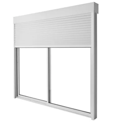 Baie vitrée coulissante aluminium avec volet roulant motorisé blanc - 240 x h.200 cm Uw 2,2