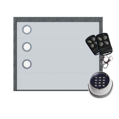 Porte de garage sectionnelle Palma blanche - L.240 x h.200 cm - avec clavier à code (pré-montée)