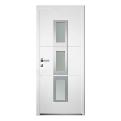 Porte d'entrée aluminium 4 aluminium Ava blanc 80 x h.215 cm poussant droit