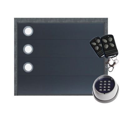 Porte de garage sectionnelle Palma grise - L.240 x h.200 cm - avec clavier à code (pré-montée)