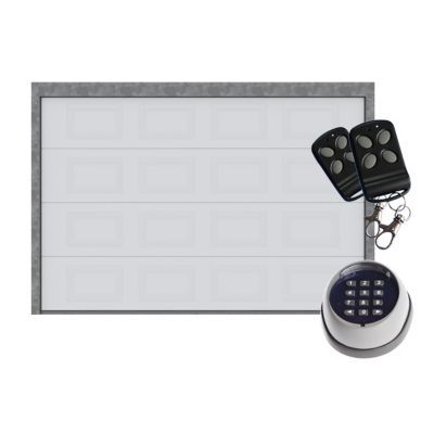 Porte de garage sectionnelle Paris K7 blanc - L.240 x h.200 cm - avec clavier à code (pré-montée)