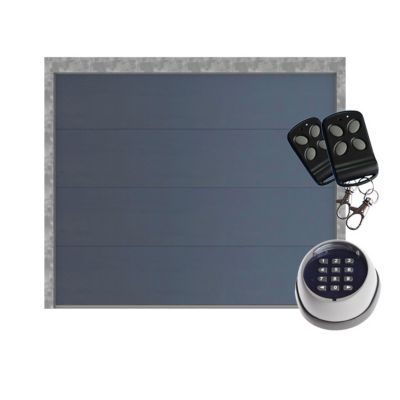 Porte de garage sectionnelle Londres grise - L.240 x h.200 cm - avec clavier à code (pré-montée)