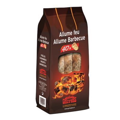 Sac d'allume-feu laine de bois pour cheminée et barbecue - 40 pièces