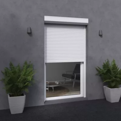 Volet roulant électrique en aluminium L. 120 x H. 215 cm blanc