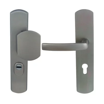 Ensemble poignées rectangulaires aluminium porte blindée Chrisligne entraxe 195 mm