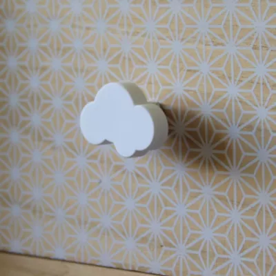 Lot 4 boutons de meuble enfant nuage blanc Chrisligne L.46 x l. 30 mm