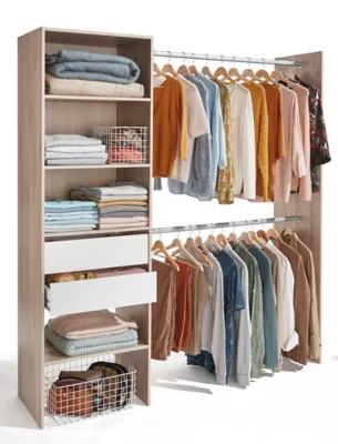 Dressing Madison décor chêne et blanc L.181 x P.43,9 x H.195 cm