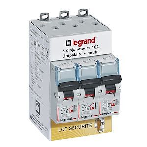 Disjoncteur DNX3 unipolaire + neutre 16A Legrand vendu par 3 pièces