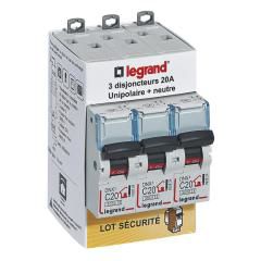 Disjoncteur DNX3 unipolaire + neutre 20A Legrand vendu par 3 pièces