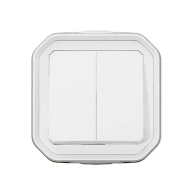 Double interrupteur Legrand Plexo blanc en saillie