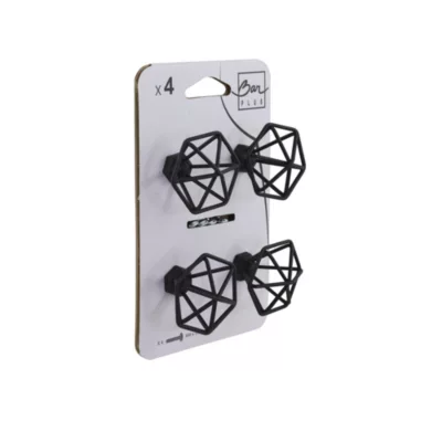 Lot 4 boutons de meuble filaire noir Ø4cm
