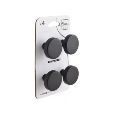 Lot 4 boutons de meuble métal rond noir Ø4cm
