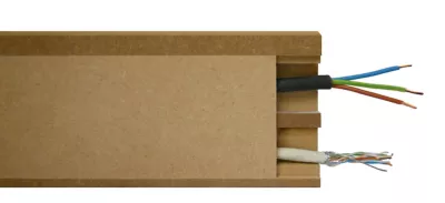 Plinthe passe-câble à couvercle arêtes vives MDF 244 x 11 cm, ép.18 mm