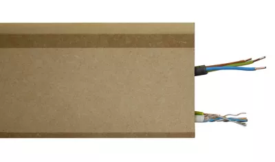 Plinthe passe-câble à couvercle arrondi MDF 244 x 11 cm, ép.18 mm