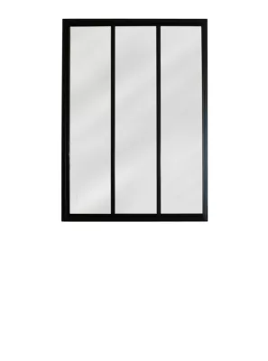 Verrière acier noir 3 vitrages opales H.105 x l.83 cm