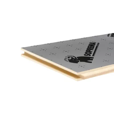 Image principale de Panneau polyuréthane haute performance emboîtable multi-usage Soprema 120 x 60 cm ép. 25 mm R. 1 m²K/W (vendu au panneau)