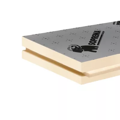 Image principale de Panneau polyuréthane haute performance emboîtable multi-usage Soprema 120 x 60 cm ép. 80 mm R. 3,70 m²K/W (vendu au panneau)