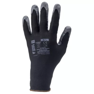Gants pour manutention et travaux de précision eurolite Coverguard noir - Taille 8 (M)