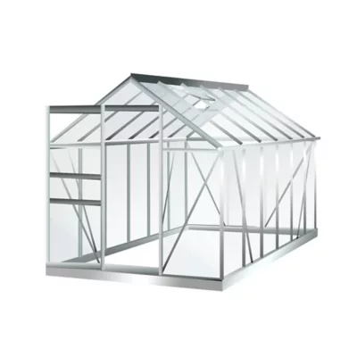 Serre de jardin Lams Allium en aluminium naturel et verre trempé L.1,93 x l.3,80 x H.2,08 m surface 7,30 m²