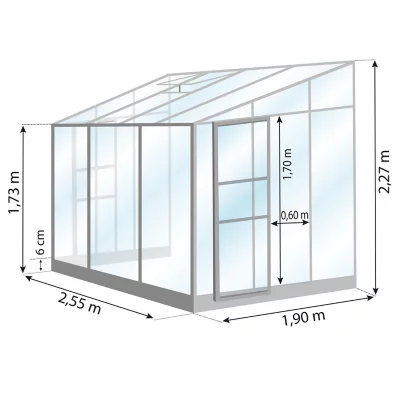 Serre en verre Lams Melissa aluminium finition aluminium 4,90m²