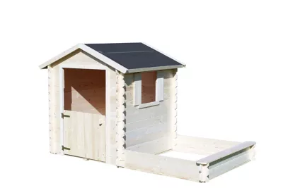 Cabane enfant bois Soulet Lison et bac à sable
