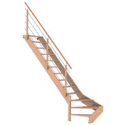 Escalier 1/4 tournant gauche bois Novah 13 marches hêtre