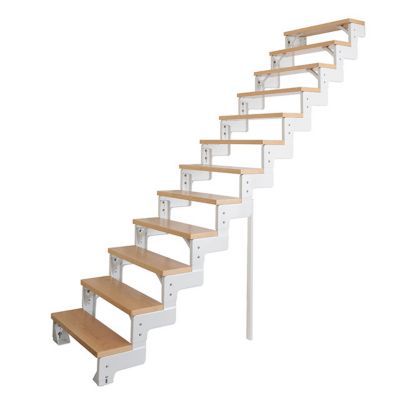 Escalier droit métal et bois Tempo white l.80 cm 12 marches chêne/blanc