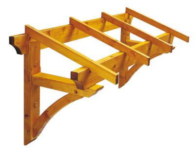 Kit auvent bois Borgia porte d'entrée 160 x 80 cm