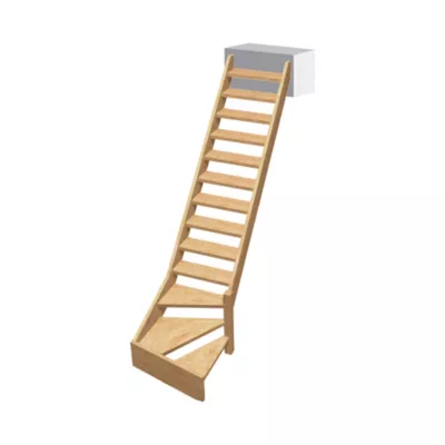 Escalier 1/4 tournant droit bois Normandie l.80 cm 13 marches sapin