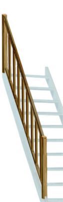 Rampe balustre rectangle sapin echelle 1/4 tournant Kordo
