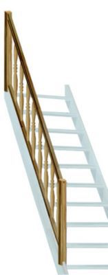 Rampe balustre tournées sapin escalier 1/4 tournant